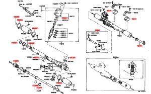 Mk3 Supra steering rack rebuild parts diagram
