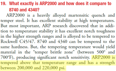 ARP2000 benefits over 8740 normal